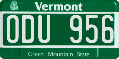 VT license plate ODU956