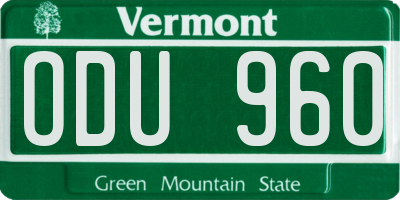 VT license plate ODU960