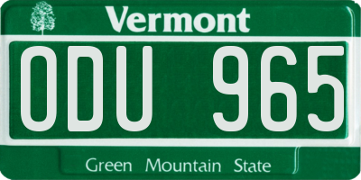 VT license plate ODU965