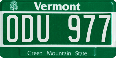 VT license plate ODU977