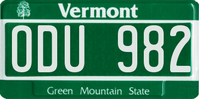 VT license plate ODU982