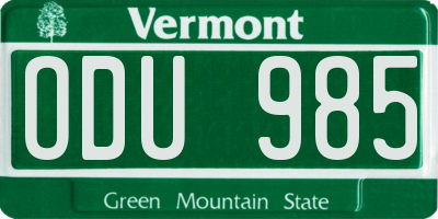 VT license plate ODU985