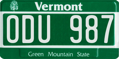 VT license plate ODU987