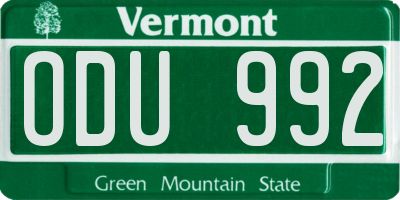 VT license plate ODU992
