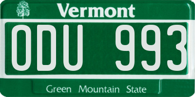 VT license plate ODU993