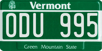 VT license plate ODU995