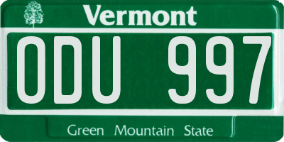 VT license plate ODU997