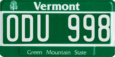 VT license plate ODU998