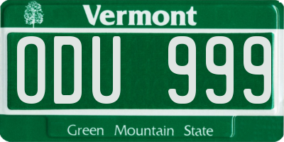 VT license plate ODU999