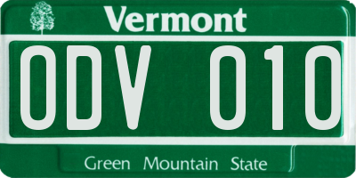 VT license plate ODV010