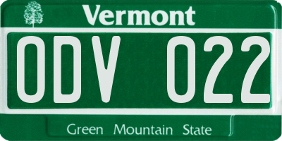 VT license plate ODV022