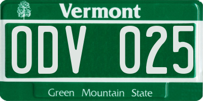 VT license plate ODV025