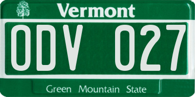 VT license plate ODV027