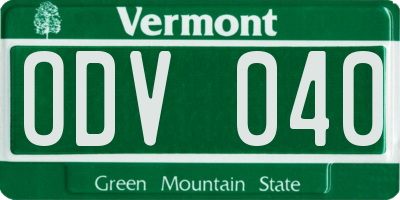 VT license plate ODV040
