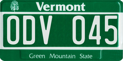 VT license plate ODV045
