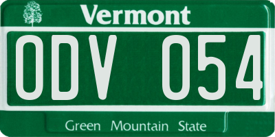 VT license plate ODV054