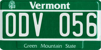 VT license plate ODV056