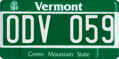 VT license plate ODV059