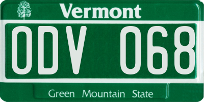 VT license plate ODV068