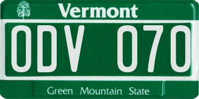 VT license plate ODV070