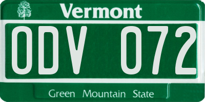 VT license plate ODV072