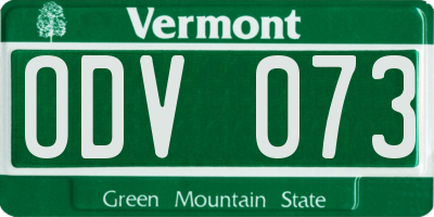 VT license plate ODV073
