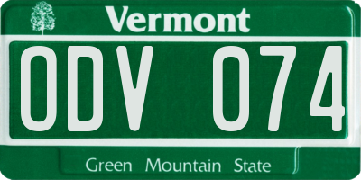 VT license plate ODV074