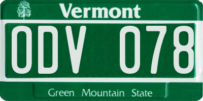 VT license plate ODV078