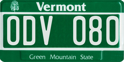 VT license plate ODV080