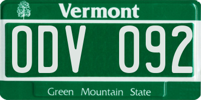 VT license plate ODV092