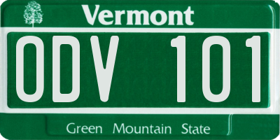 VT license plate ODV101