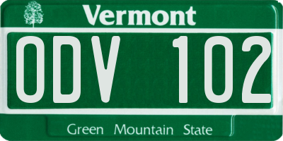 VT license plate ODV102