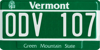VT license plate ODV107