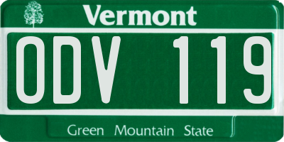 VT license plate ODV119