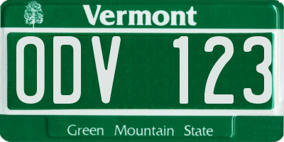 VT license plate ODV123