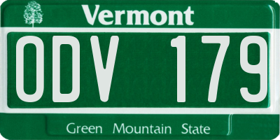 VT license plate ODV179