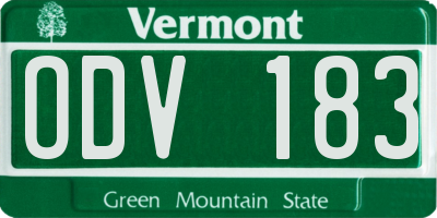 VT license plate ODV183