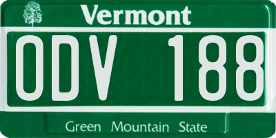 VT license plate ODV188