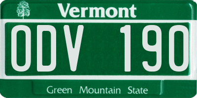 VT license plate ODV190