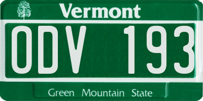 VT license plate ODV193