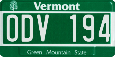 VT license plate ODV194