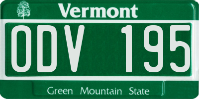 VT license plate ODV195