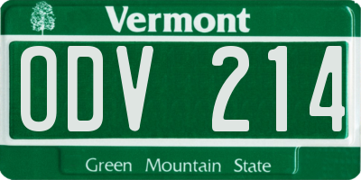 VT license plate ODV214