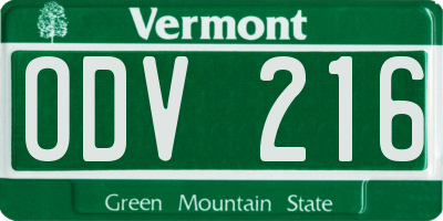 VT license plate ODV216