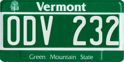 VT license plate ODV232