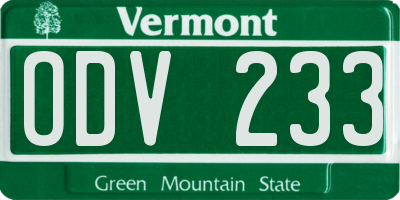 VT license plate ODV233