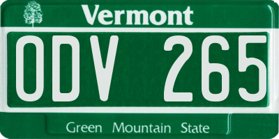 VT license plate ODV265
