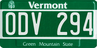 VT license plate ODV294
