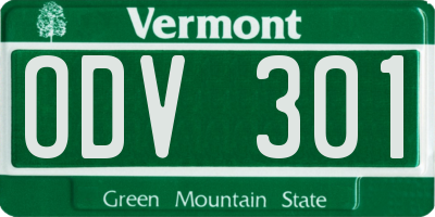 VT license plate ODV301