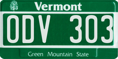 VT license plate ODV303